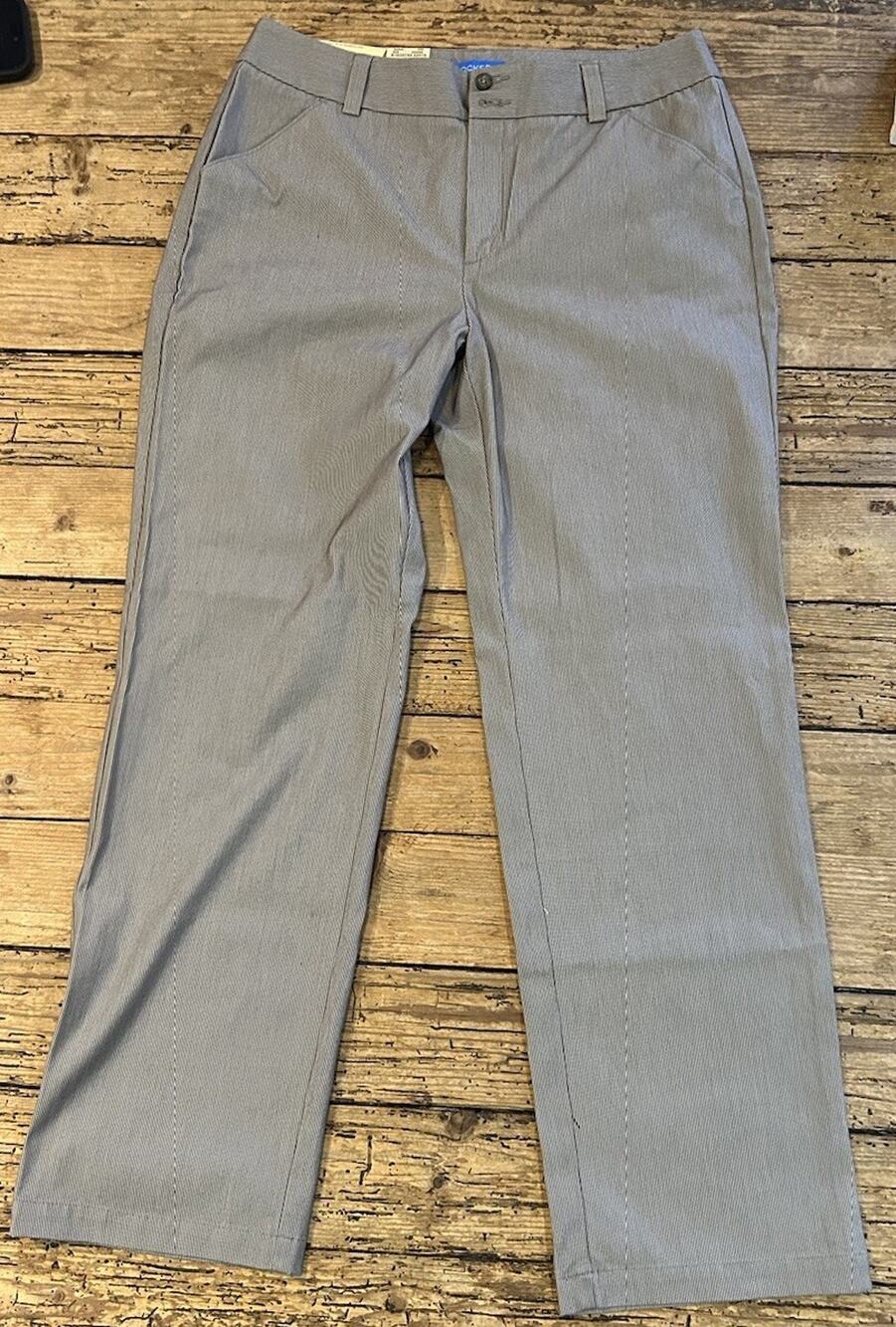Dockers Classic Fit Women’s Size 12 MED Gray Fiona Pants Stretch Pinstripe NWT